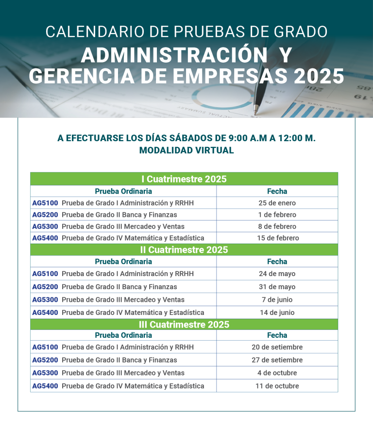 Pruebas de Grado- Dirección Académica de Administración