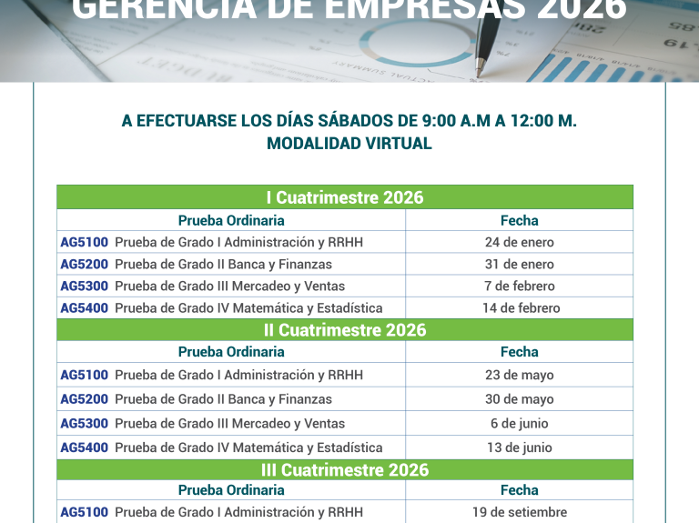 Pruebas de Grado- Dirección Académica de Administración